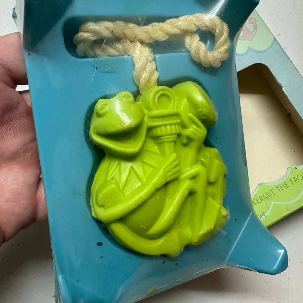 1981 kermit the frog soap on a rope New Old Stock